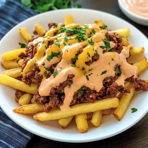 Hackfleisch Pommes mit Cheddar