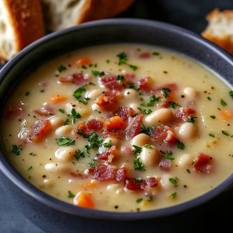 Cremige Bohnensuppe Speck