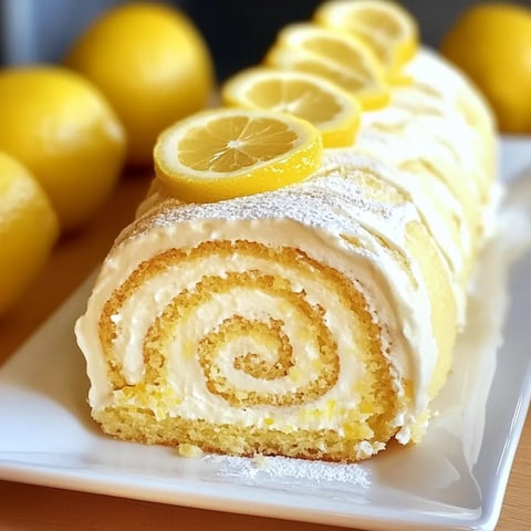 Zarte Zitronenrolle mit Cremefüllung