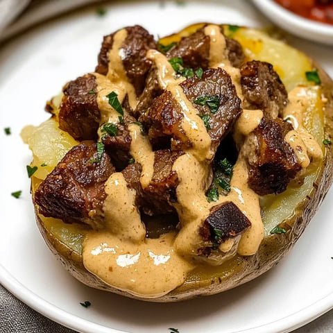 Schmackhafte Gefüllte Ofenkartoffeln mit Knoblauch-Steakstücken
