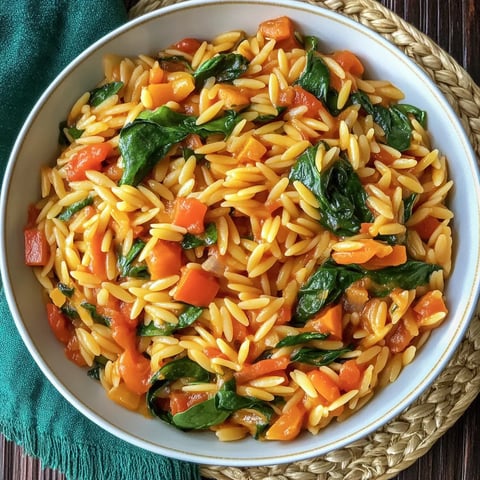 Cremiger Orzo-Topf mit Gemüse