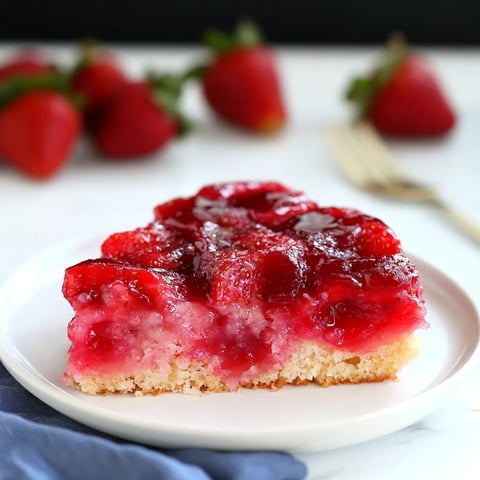 Umgedrehter Erdbeer-Kuchen