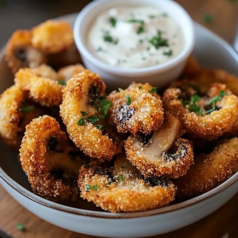 Knusprig gebratene Pilze mit Dip