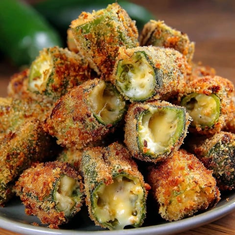 Ein Teller mit hausgemachter frittierter Okra, gefüllt mit Pepper Jack Käse.
