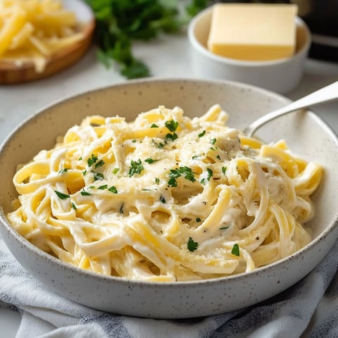Eine Schüssel Pasta mit Käse und Kräutern.