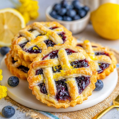 Ein Teller mit Blaubeeren-Zitronen-Keksen.