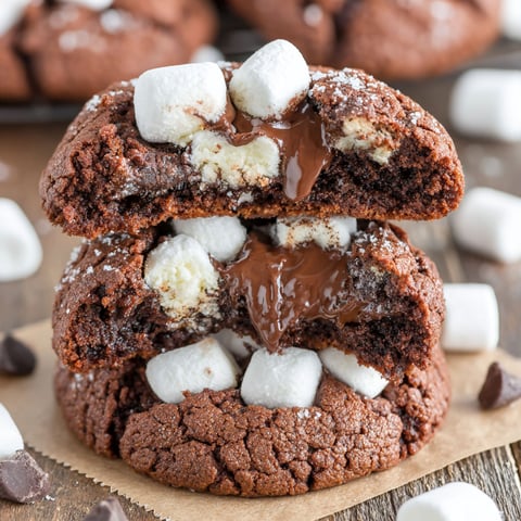 Two cookies with chocolate and marshmallows on top.