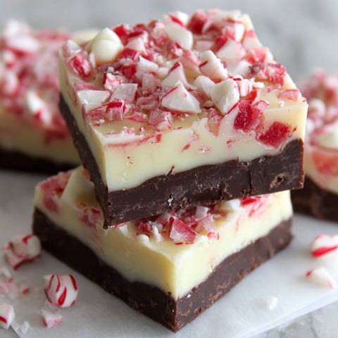A square of peppermint bark fudge.
