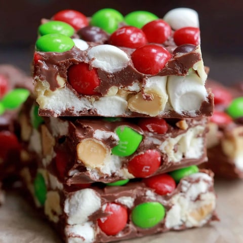 A stack of M&M's Marshmallow Dream Bars.