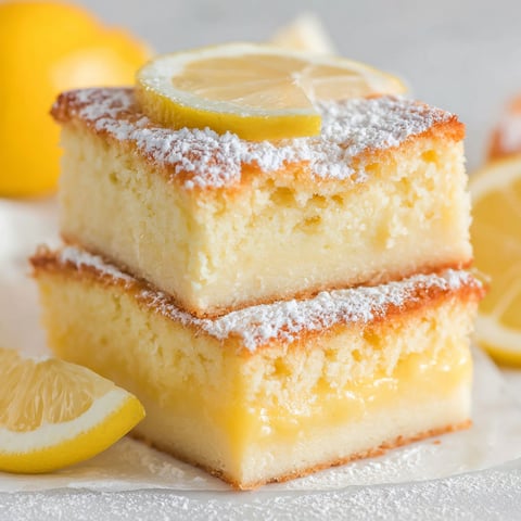 Two lemon bars with powdered sugar on top.