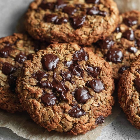 A plate of vegan oatmeal chocolate chip cookies.