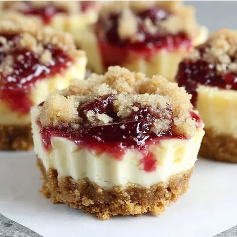 Mini cranberry cheesecakes on a plate.