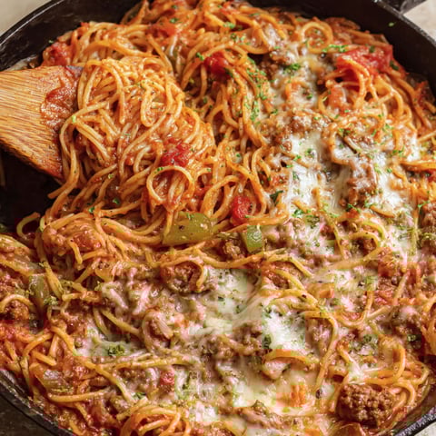 A delicious looking spaghetti dish.