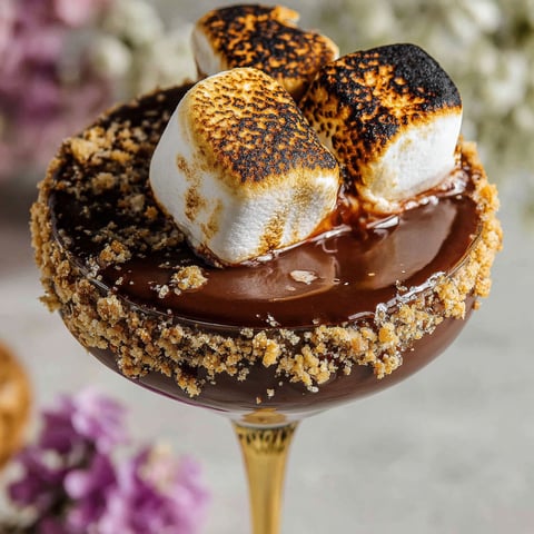 A martini made with marshmallows and chocolate.